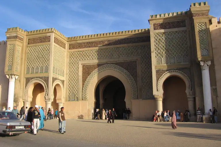 Bab Mansour, the monumental tiled gate of the imperial city of Meknes